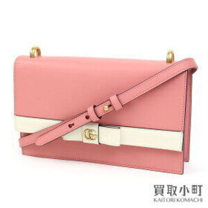 Gucci GG Marmont pink white calf leather shoulder bag clutch